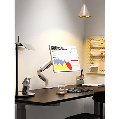 Brazo Ajustable para Monitor Ergonómico / Compatible con Monitores de 17" - 30" / Capacidad de Peso hasta 9 kg / Rotación 360° / Inclinación +85° a -30° / Giro 180° / Ajuste de Resorte de Gas / Color Blanco - Image 2