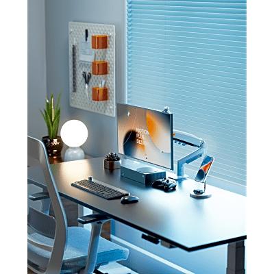 Brazo Ajustable para Monitor Ergonómico / Compatible con Monitores de 17" - 30" / Capacidad de Peso hasta 9 kg / Rotación 360° / Inclinación +85° a -30° / Giro 180° / Ajuste de Resorte de Gas / Color Azul - Image 3