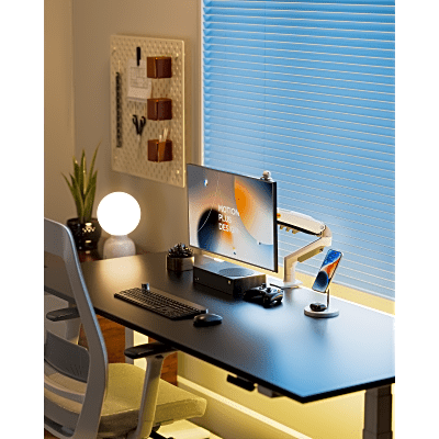 Brazo Ajustable para Monitor Ergonómico / Compatible con Monitores de 17" - 30" / Capacidad de Peso hasta 9 kg / Rotación 360° / Inclinación +85° a -30° / Giro 180° / Ajuste de Resorte de Gas / Color Blanco - Image 4